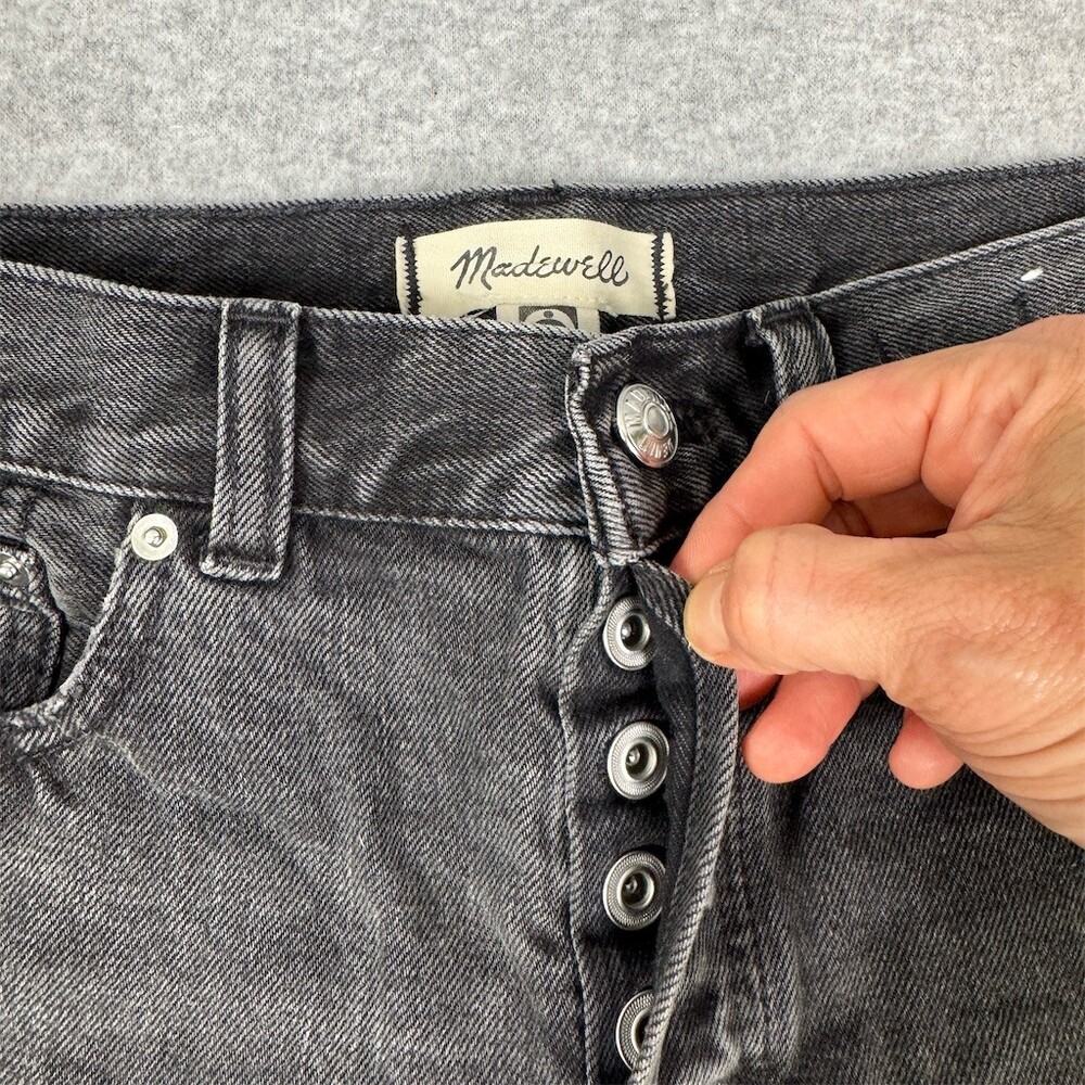 Madewell “The Brynn Long Short” Denim Womens Size 26 Black High Rise Raw Hem - Picture 5 of 16